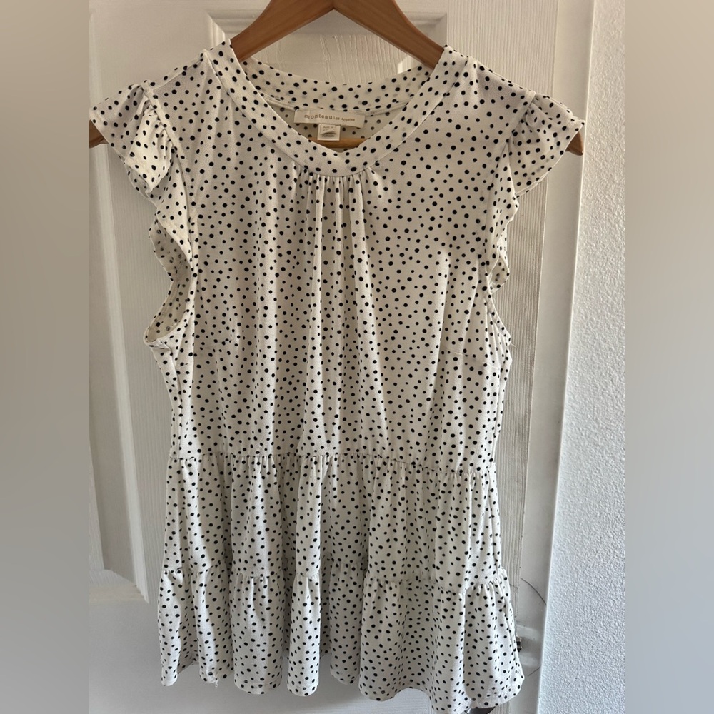 Polka Dot Ruffle Sleeve Top
